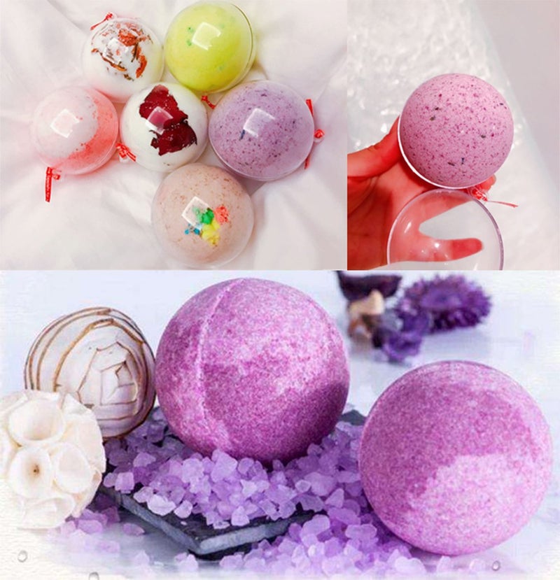 AOMGD 25 Set 50 Pieces Christmas Clear Plastic Fillable Ornaments, DIY Bath Bomb Mold,Acrylic Clear Plastic Ornaments Balls Fillable Wedding Party Decor with 5 Size 30mm 40mm 50mm 60mm 70mm - Image 4
